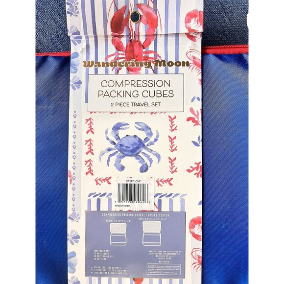 WONDERING MOON  2-Pc Packing Cube Set LOBSTER TRAVELER Gift Fits In Suitcase - Picture 4 of 4